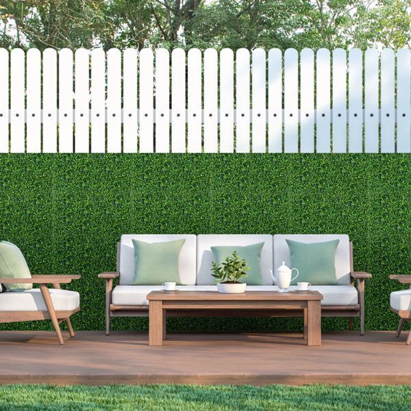 12Pcs 23.6x15.75in Artificial Boxwood Topiary Hedge Plant Grass Backdrop Fence Privacy Screen Grass Wall Decoration For Balcony Garden Fence--(No shipments on weekends)