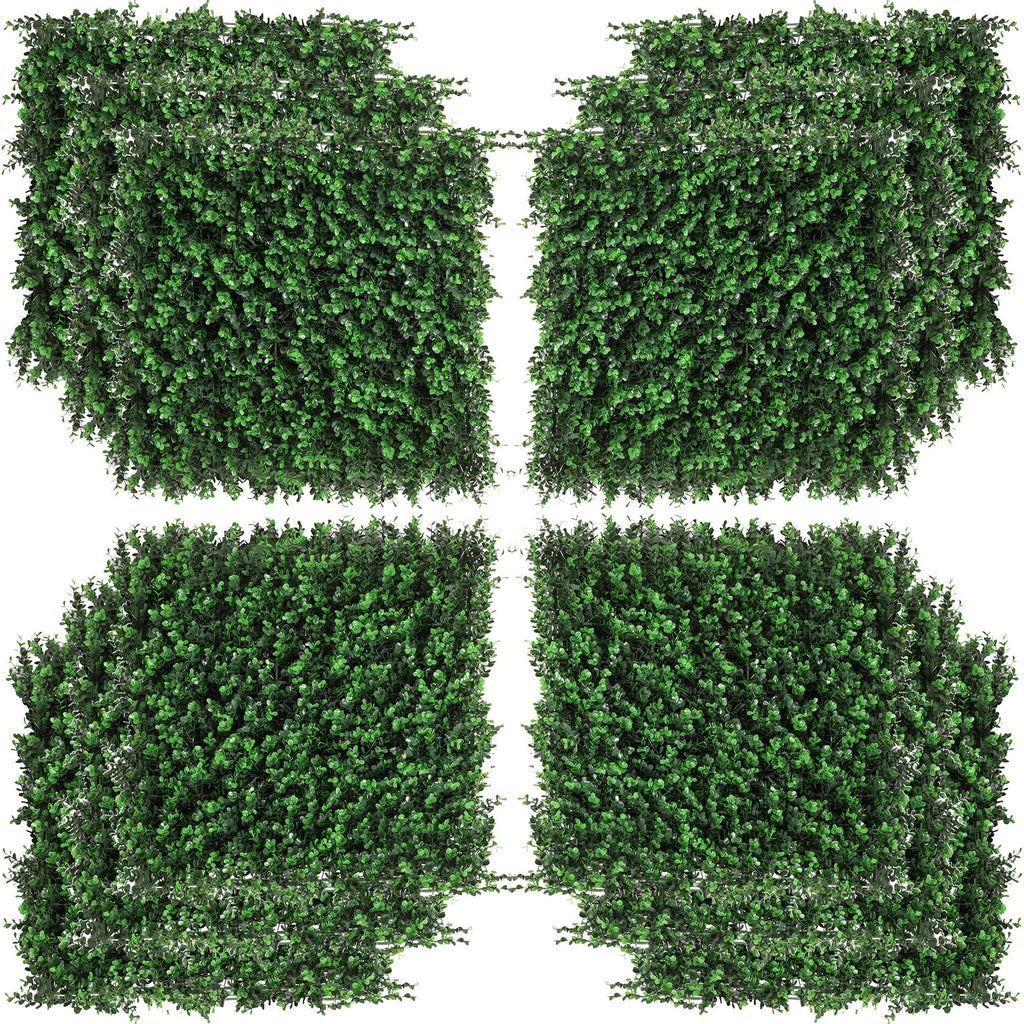 12PCS Artificial Boxwood Wall Panels 20" x 20" Float Grass Privacy Fence Screen Faux Hedge Greenery Backdrop for Home Garden Backyard Balcony