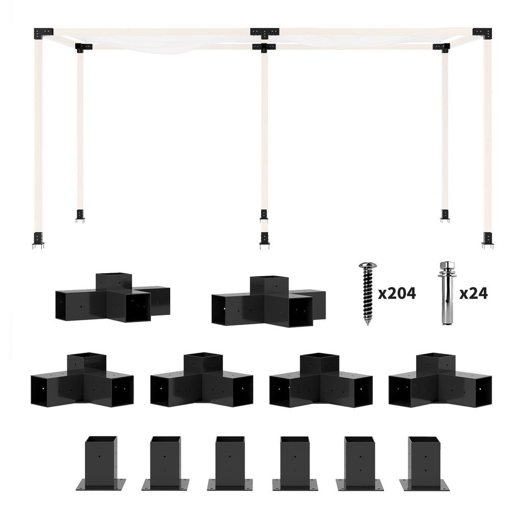 12PCS Pergola Kit, Pergola Brackets with 3-Way & 4-Way Corner Brackets for 4"x4" (Actual 3.6"x3.6") Lumber