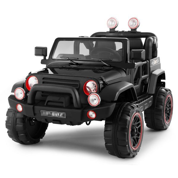 12V Battery Kids Ride on Truck Car Toys MP3 LED Light Remote Control+Cover Black