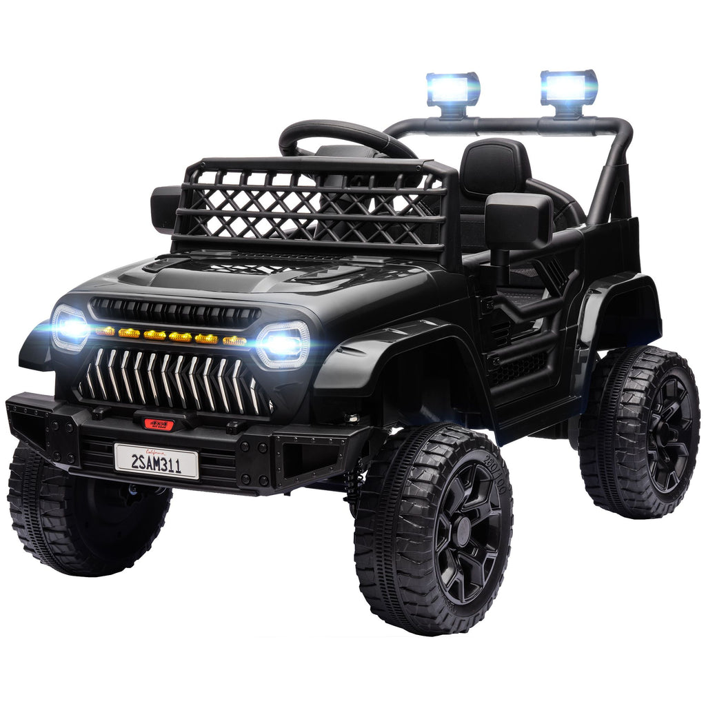 12V Battery Powered Ride On Truck, Kids Electric Car UTV with Spring Suspension, Remote, Horn, USB Music, Black