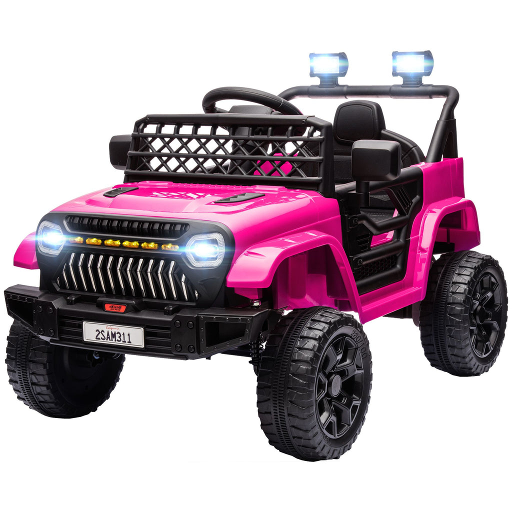12V Battery Powered Ride On Truck, Kids Electric Car UTV with Spring Suspension, Remote, Horn, USB Music, Pink