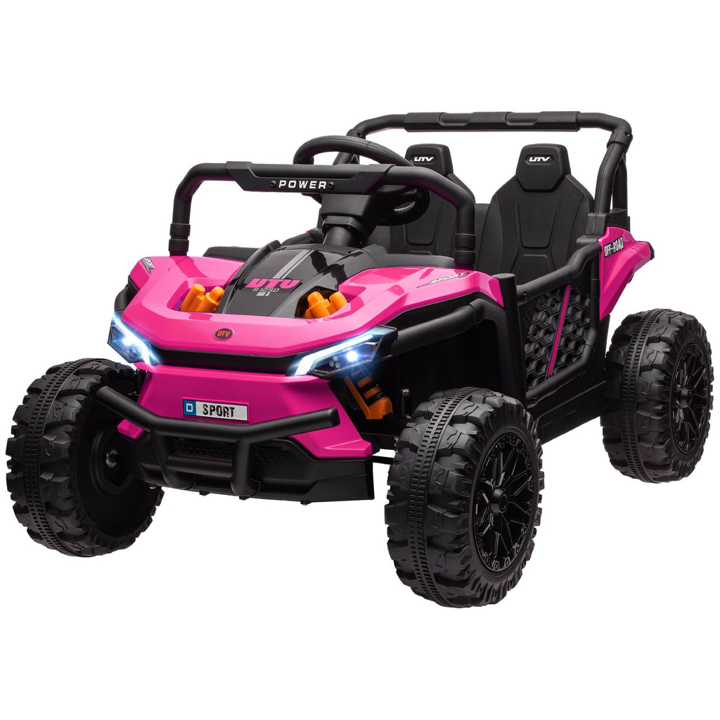 12V Childrens Ride On Truck, Battery Powered Electric Car for Kids w/ Remote Control, 4-Wheel Suspension & LED Lights, Pink