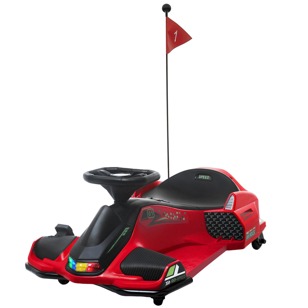12V Electric Drifting Go Kart w/ Slow Start, Music, Lights, Red