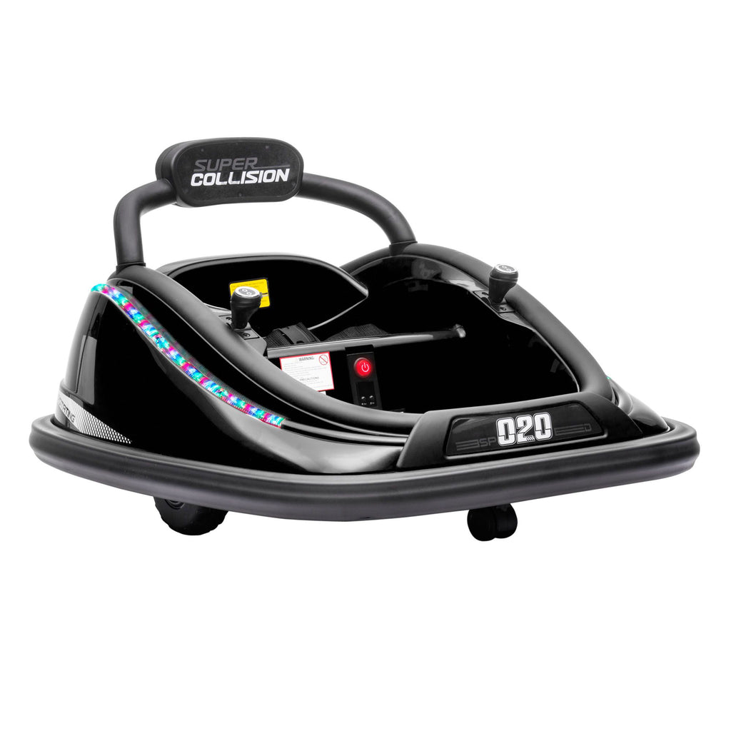 12V Electric Kids Bumper Car with Safety Belt, LED Lights, Battery Operated Ride On Toy, Gift for Boys and Girls, Black