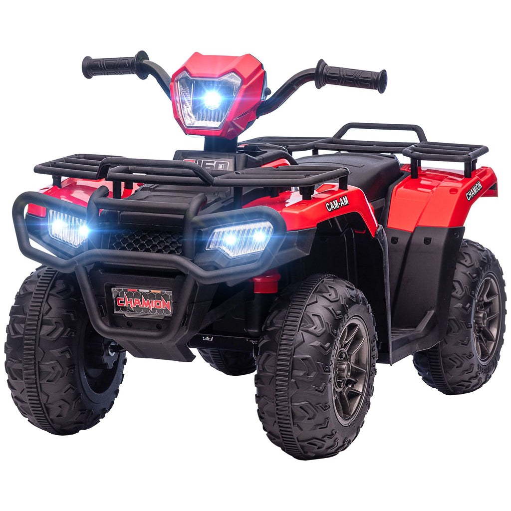 12V Kids ATV, 4 Wheeler Quad Ride on Toy, Battery Powerd Electric Vehicle with Headlight, Music, MP3, Treaded Tires, Red