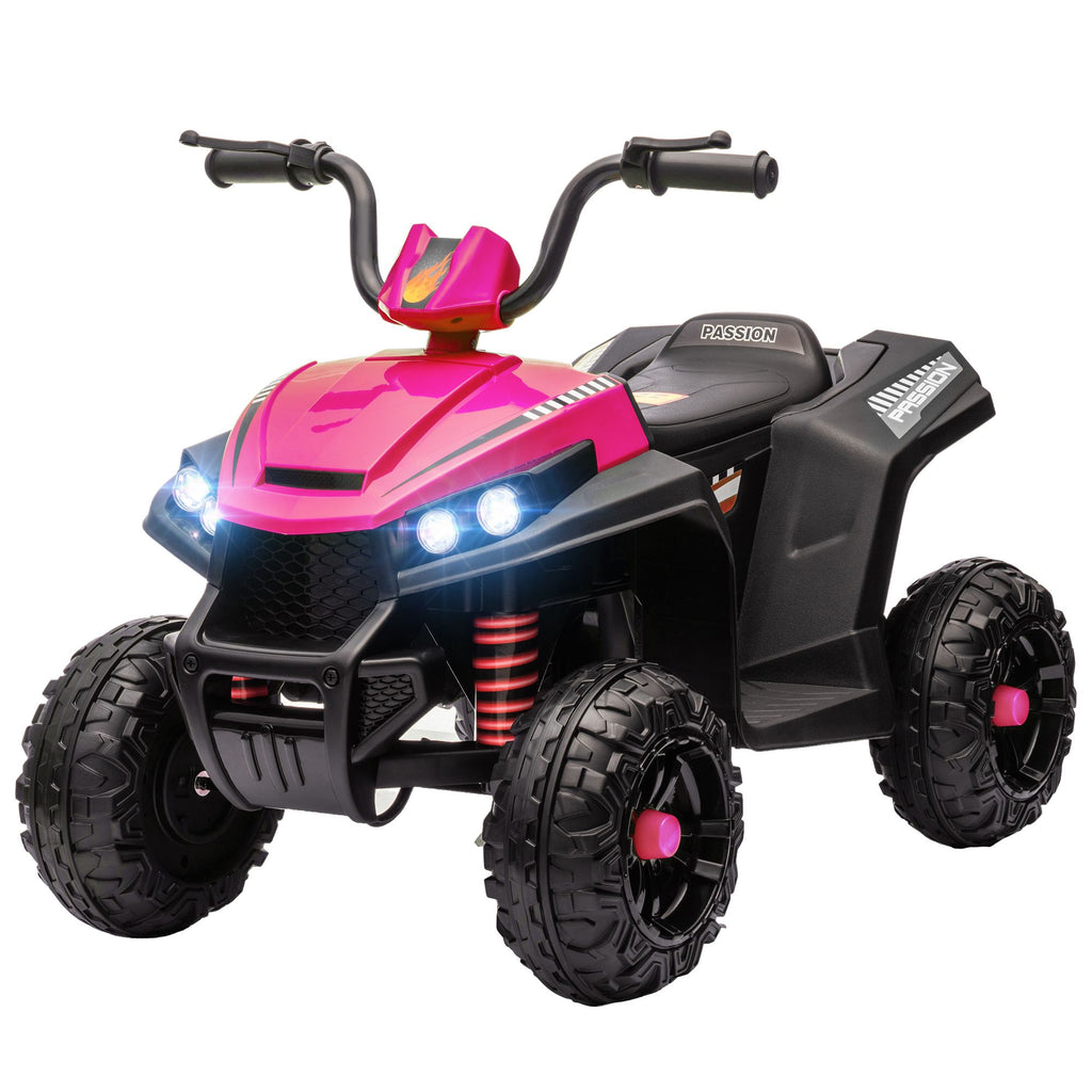 12V Kids ATV with Spring Suspension, Forward & Reverse, LED Lights, Music, MP3, Pink