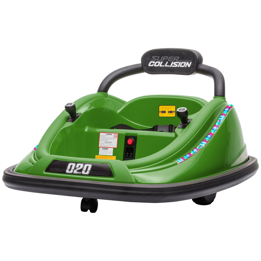 12V Kids Bumper Car Twins Motor, w/ Parent Remote Control, Lights, 360° Rotation