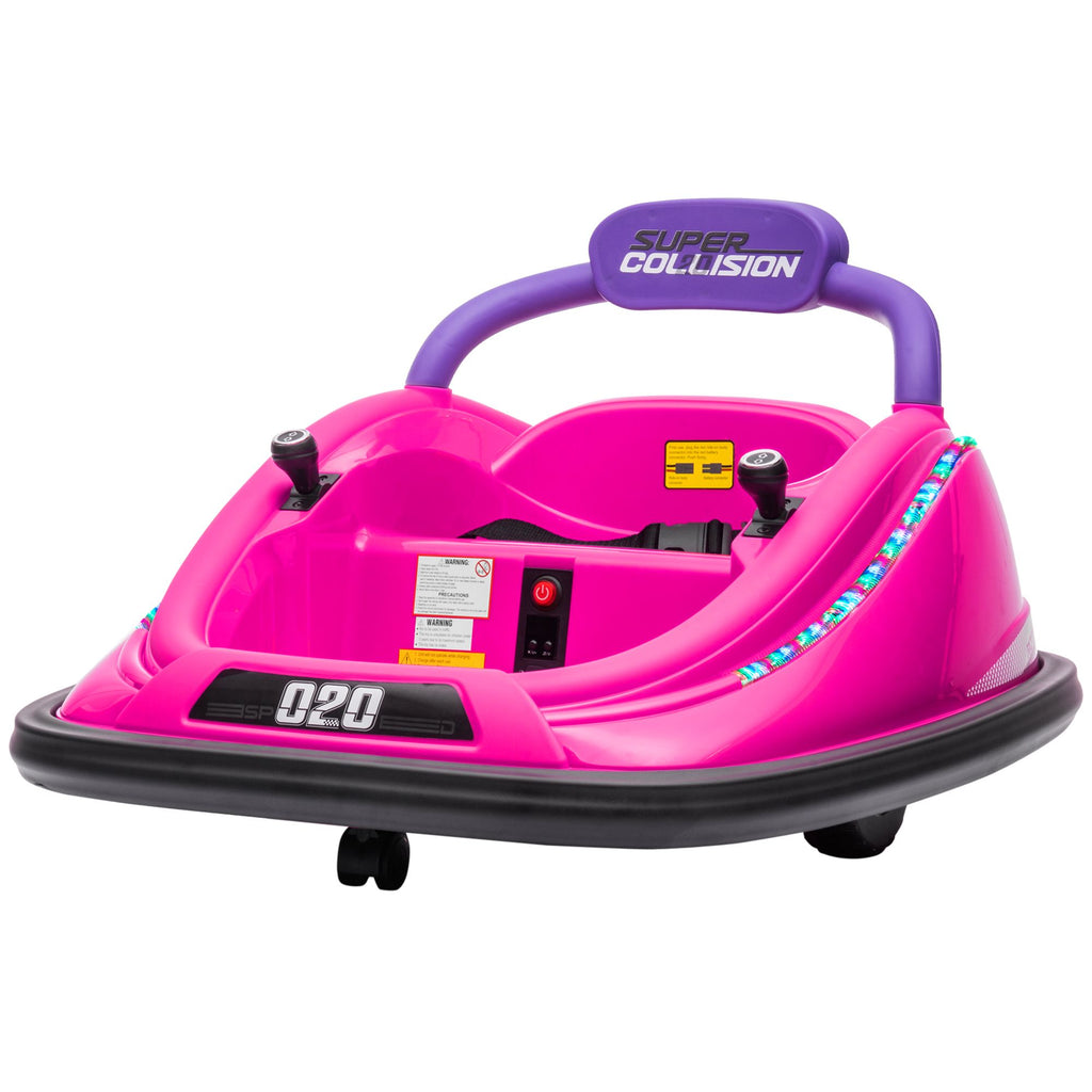 12V Kids Bumper Car Twins Motor, w/ Parent Remote Control, Lights, 360° Rotation