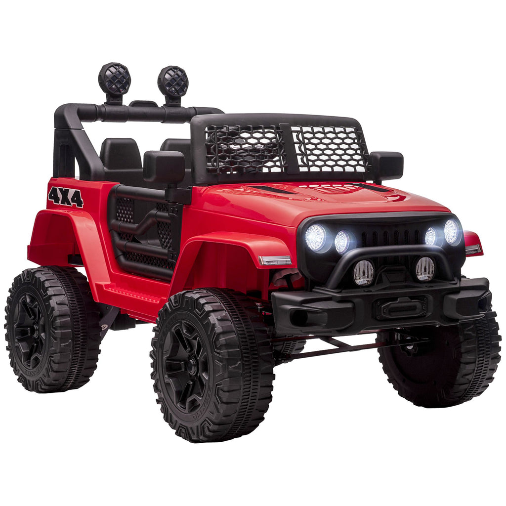 12V Kids Ride On Car, Electric Battery Powered Off Road Truck Toy with Parent Remote Control, LED Lights, Horn & Adjustable Speed, Red