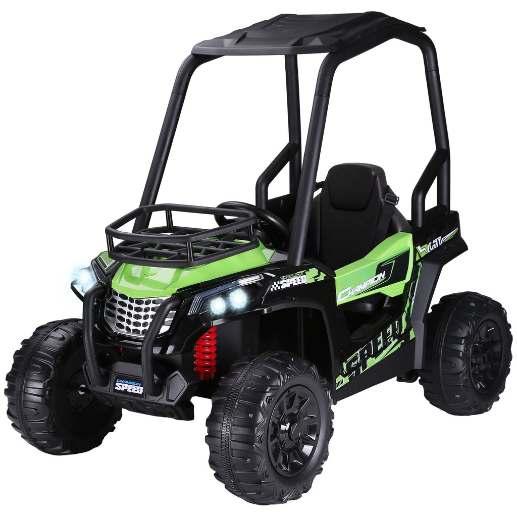 12V Kids UTV with Music, Lights, MP3/USB, Suspension System, Remote Control, Green