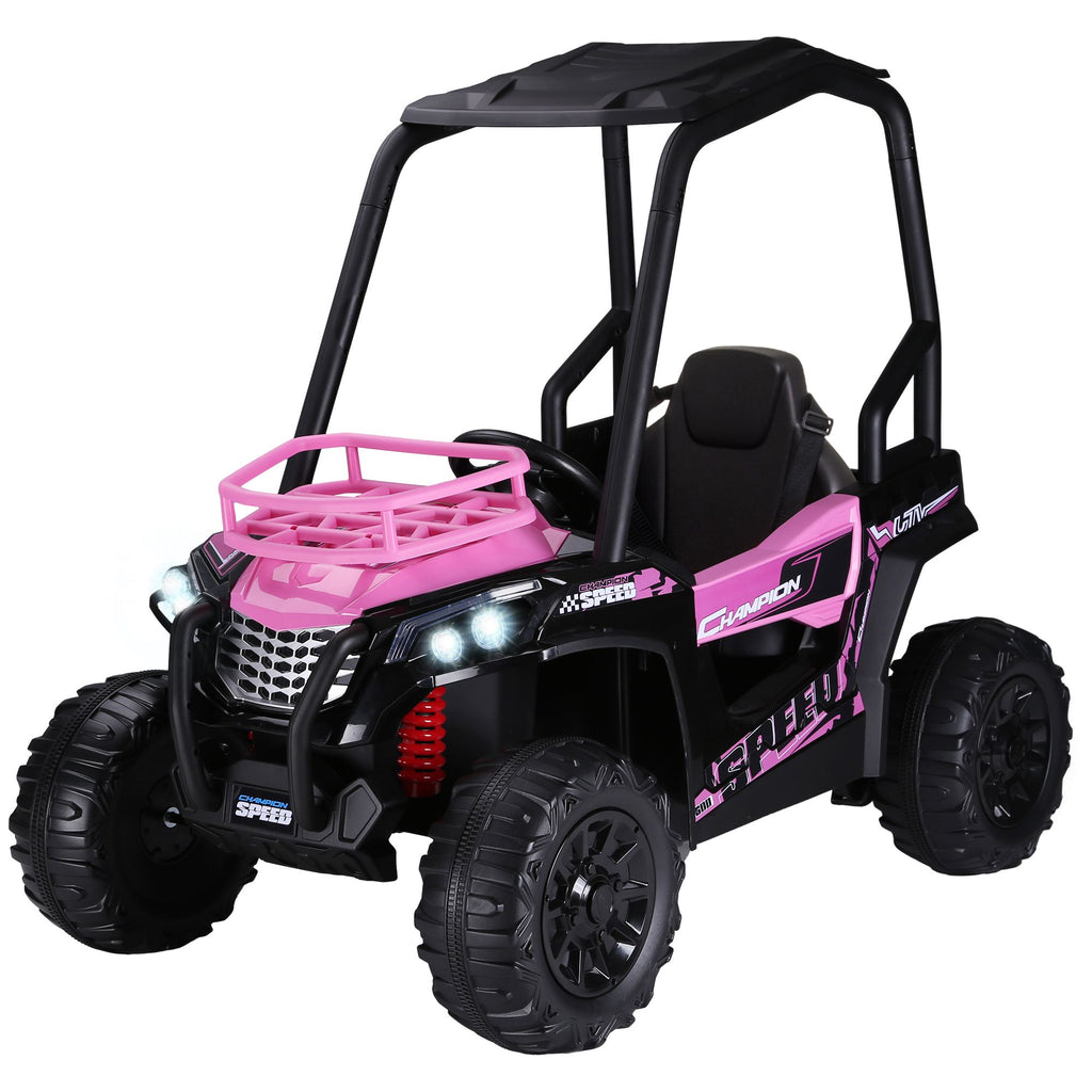 12V Kids UTV with Music, Lights, MP3/USB, Suspension System & Remote Control, Pink