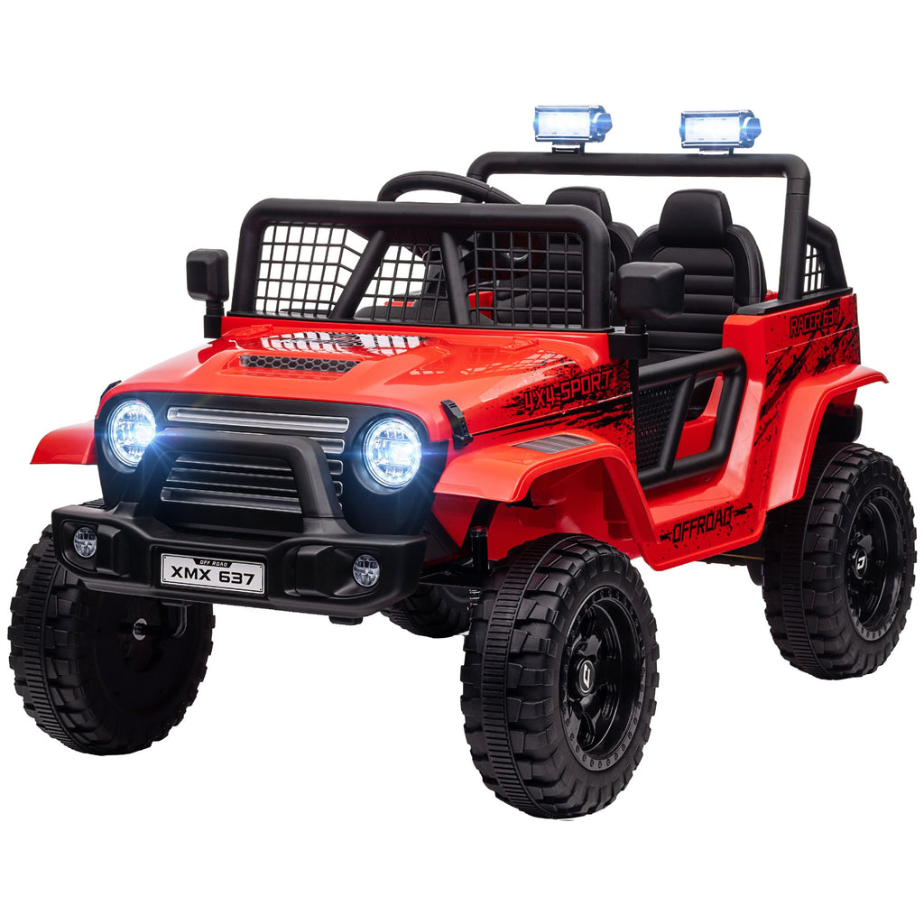 12V Ride on Car, Ride on Truck w/ Remote, 4 Suspension Wheels, 3 MPH Max Speeds, Music, Horn, Lights, Red