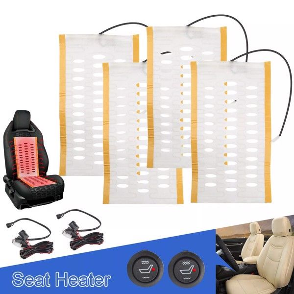 12V Universal Seats Composite Fiber Heated Seat Heater Pad Kit Car Cushion Switch