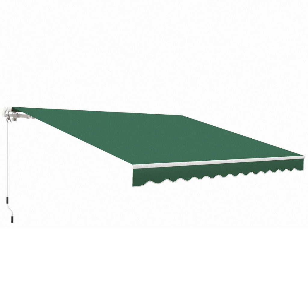 12x10 Manual Retractable Patio Awning, Adjustable Outdoor Sunshade Shelter for Patio, Balcony, Yard, Green