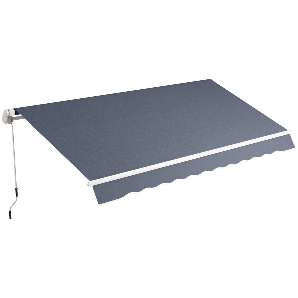 12x8 Ft Elegant Outdoor Shade Retractable Patio Canopy Awning Manual Crank UV & Water Resistant, Dark Gray