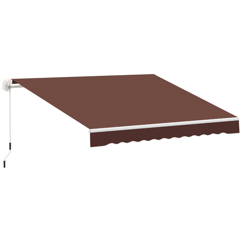 12'x8' Retractable Patio Awning, Manual Crank for Patio, Deck, Brown