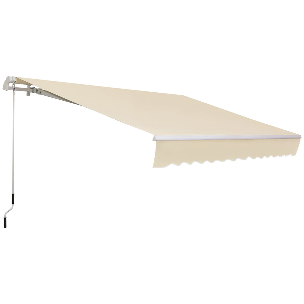 12'x8' Retractable Patio Awning, Manual Crank for Patio, Deck, Cream White