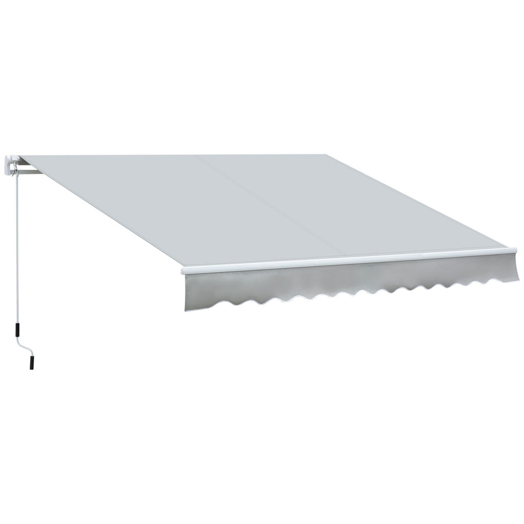 12'x8' Retractable Patio Awning, UV & Water Resistant Sun Shade, Manual Crank, Light Gray