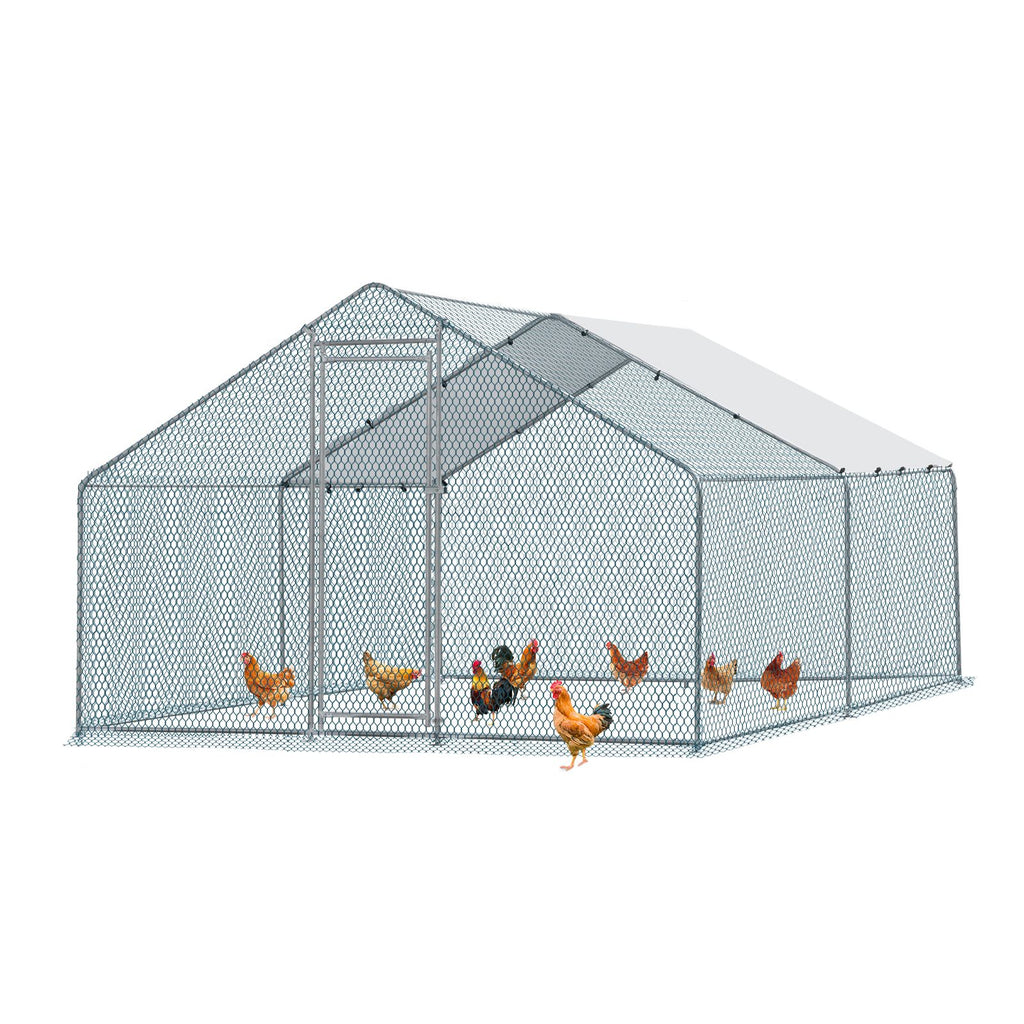 13 x 10 ft Large Metal Chicken Coop, Walk-in Poultry Cage Chicken Hen Run House with Waterproof Cover, Rabbits Cats Dogs Farm Pen for Outdoor Backyard Farm Garden