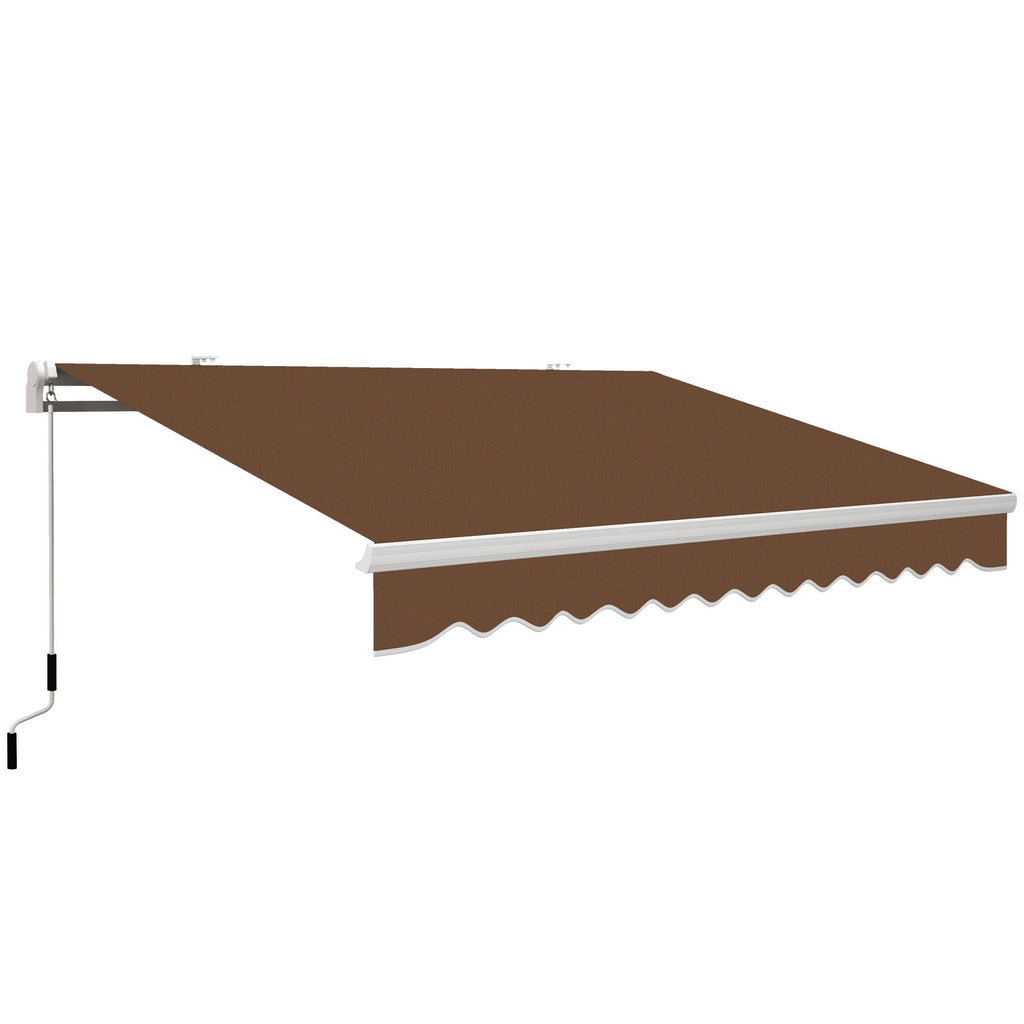 13' x 8' Manual Retractable Sun Shade Patio Awning with Durable Design & Adjustable Length Canopy, Coffee Brown