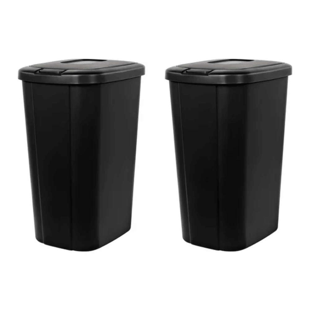 13.3 Gallon Trash Can, Plastic Touch Top Kitchen Trash Can, Black (2 Pack)(Shipment from Walmart)