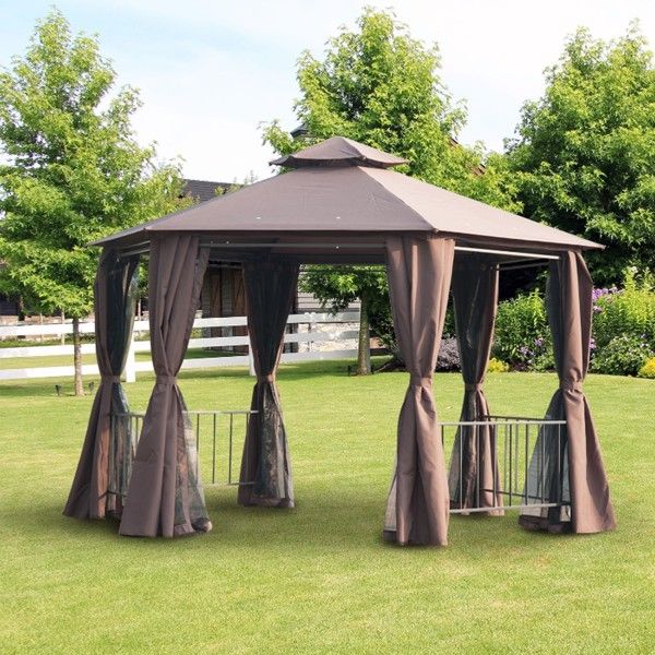 13ft x 13ft Patio Gazebo-Coffee-AS