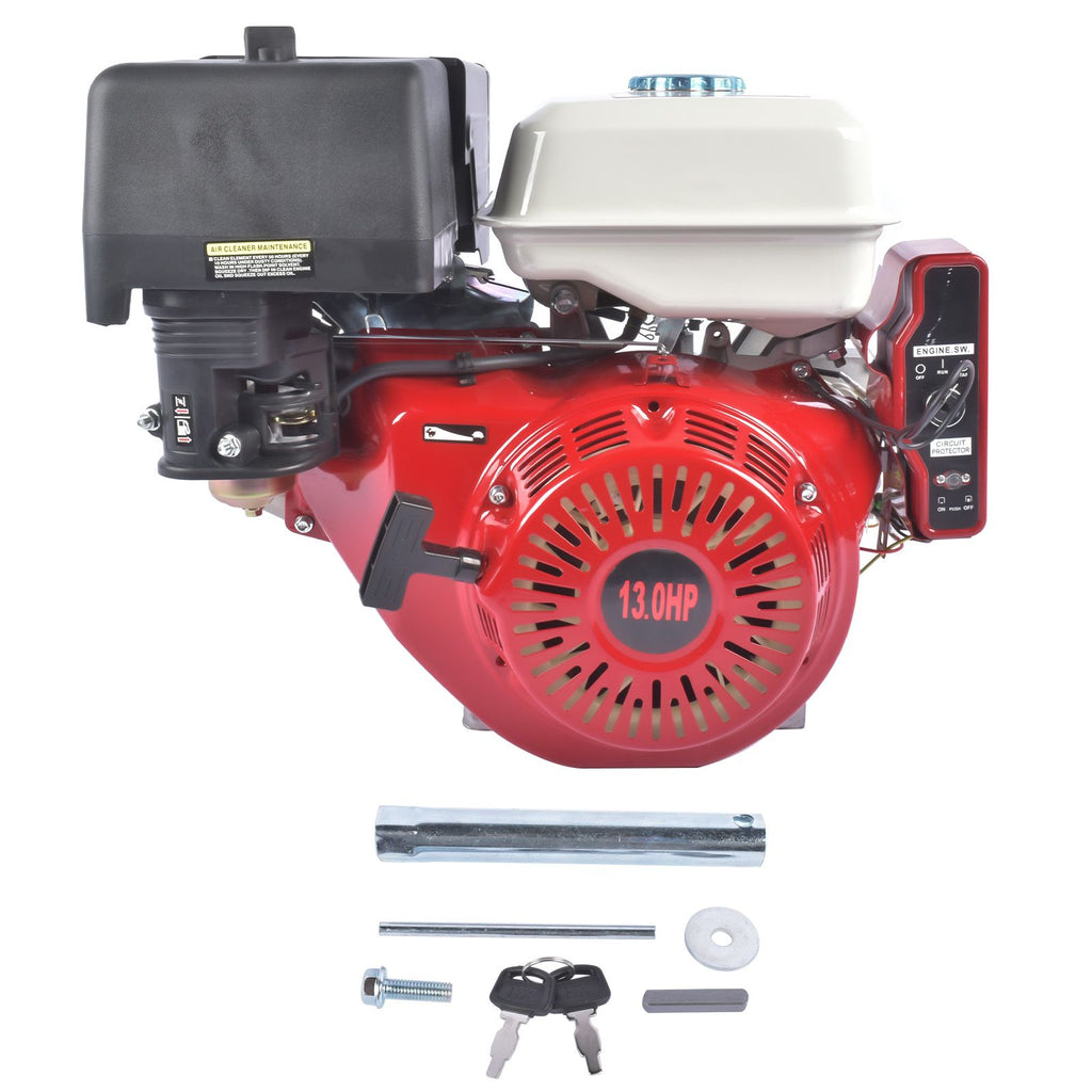 13HP 389cc 4-Stroke Gas Engine with Electric Start, Single Cylinder Go Kart Motor Horizontal Shaft OHV 3600RPM Gas Motor Red