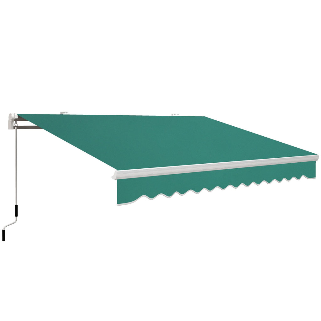 13'x8' Manual Retractable Patio Awning, Adjustable Patio Awning, Durable Design for Yard, Deck, Green