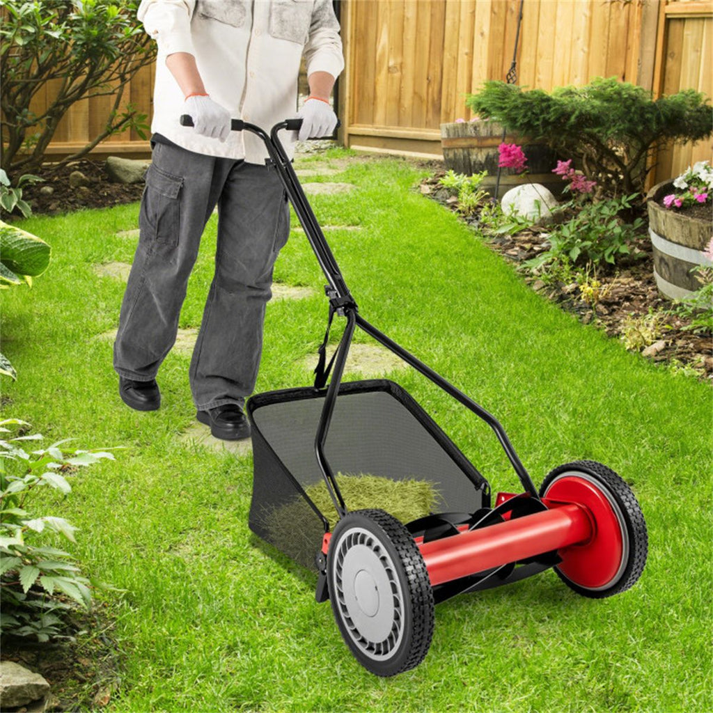 14 Inch Push Lawn Mower with Grass Catcher Bag