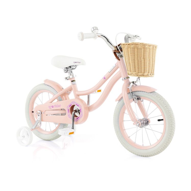 14" Kid's Bike with Training Wheels and Adjustable Handlebar Seat