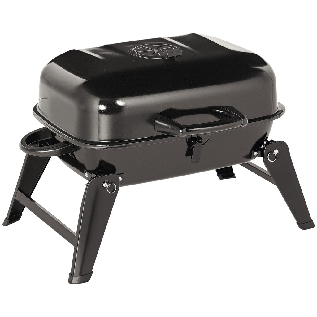 14" Portable Charcoal Grill, Tabletop Outdoor Small Grill with Heat Preservation Net, Venting System, Foldable Legs, Travel Size BBQ Perfect for Camping, Backyard, Tailgates, Black