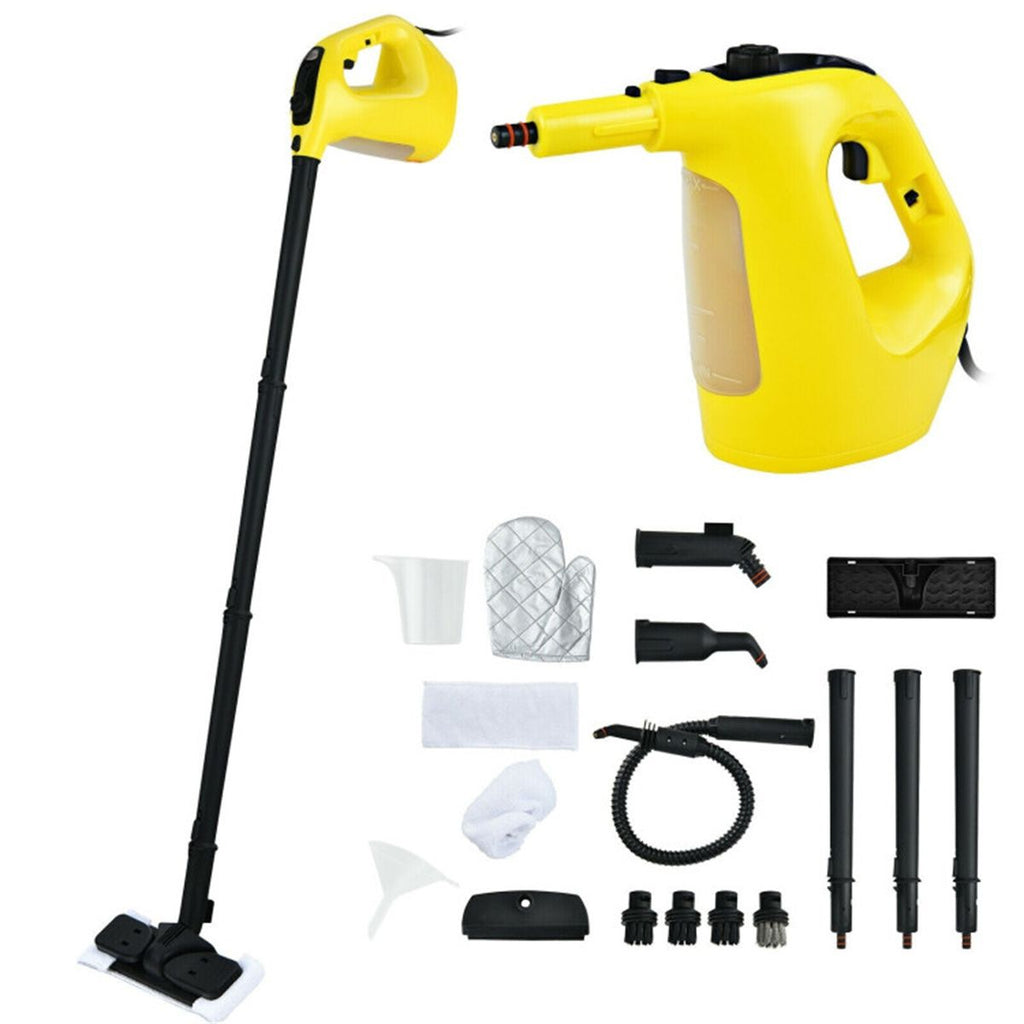 1400W Handheld Steam Cleaner, 257 High Pressure Steamer with 14-Piece Accessories, Chemical-Free Steam Mop for Kitchen, Bathroom, Car, Floor - Yellow