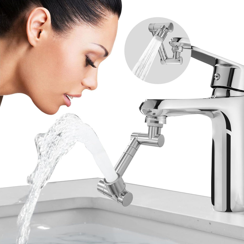 1440 Swiveling Faucet Extender, Brass Metal Robotic Arm Aerator with Flexible Joint, Dual-Mode Splashproof Water-Saving Tap Sprayer for Kitchen Sink Taps