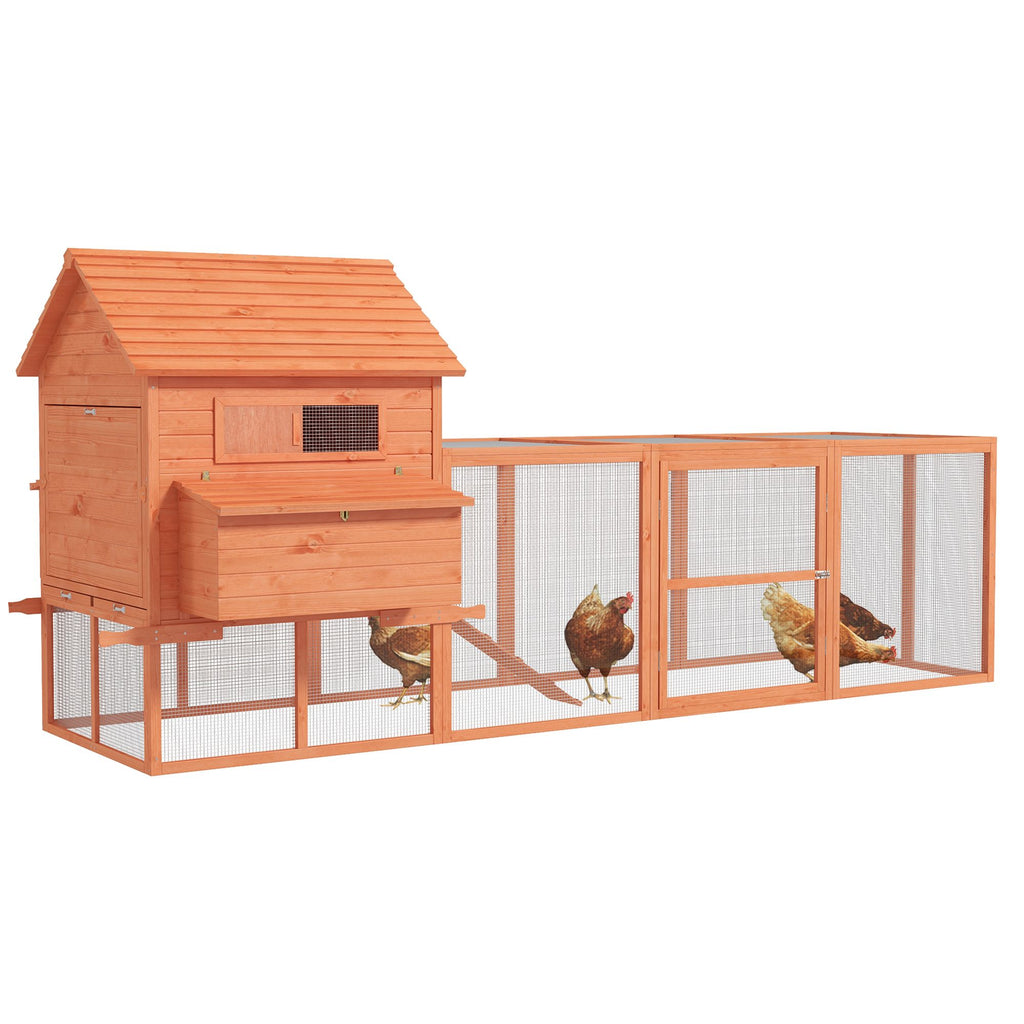 145" Wooden Chicken Coop with Run & Inner Hen House Space