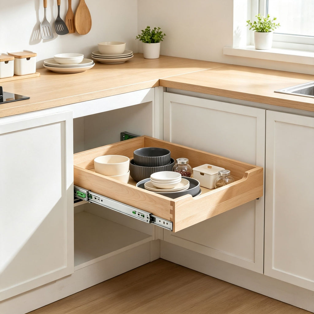 14"W x 21"D Pull Out Cabinet Organizer, Heavy-Duty Wood Drawer with Soft Close Slides for Kitchen & Pantry