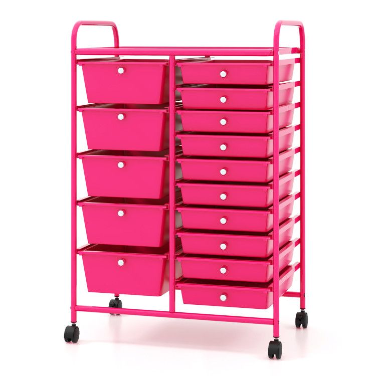 15-Drawer Utility Rolling Organizer Cart Multi-Use Storage