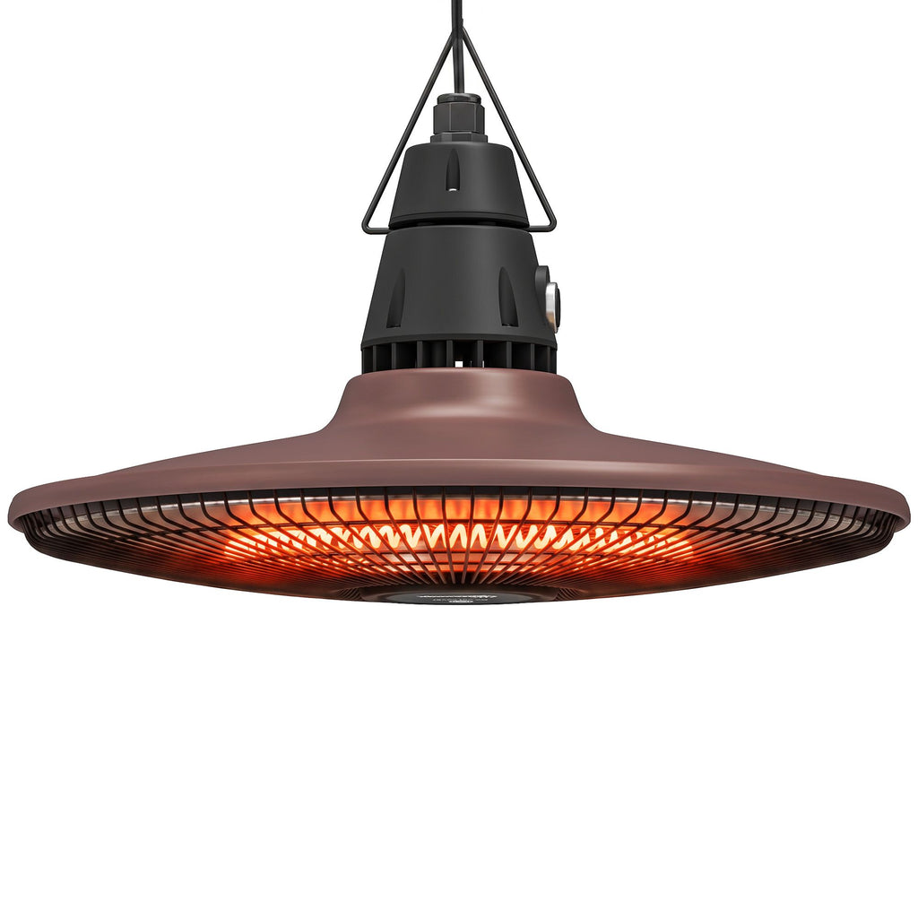 1500W Electric Patio Heater, IP65 Hanging Infrared Carbon Fiber Tube Outdoor Heater with Remote Control, Brown