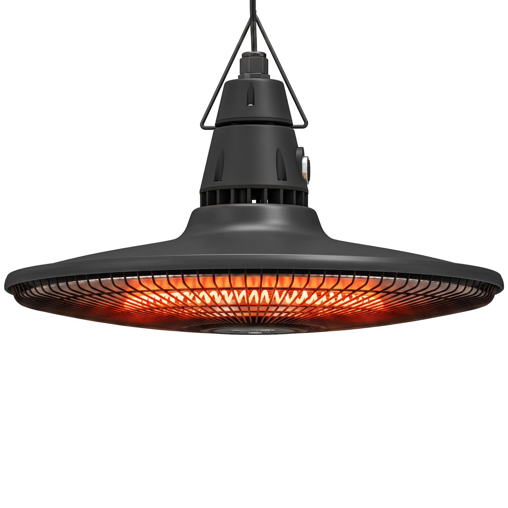 1500W Electric Patio Heater, IP65 Hanging Infrared Outdoor Heater with Carbon Fiber Tube, Remote Control, Black