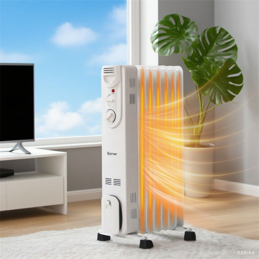 1500W Electric Space Heater - 3 Heating Modes, Silent Operation, Wheel & Handle for Easy Movement, (White)