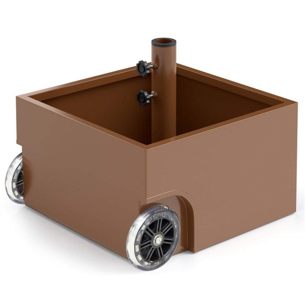 150LBS Fillable Umbrella Base with Wheels 2 Adapters for 7.5-11ft Patio Umbrellas Coffee