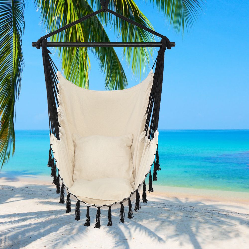 1.5*1.2m Tassel Plus Pillow Hanging Chair Gray