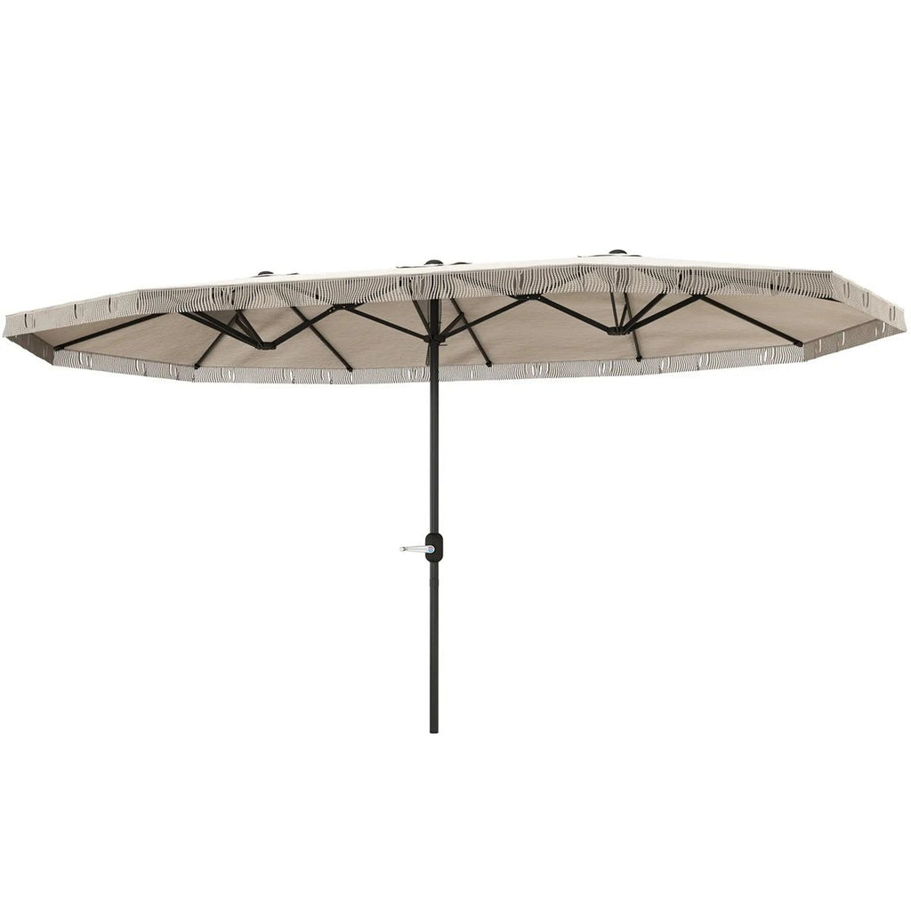 15ft Cream White Patio Umbrella UPF30+ Outdoor Umbrella with Fringe and Crank Handle