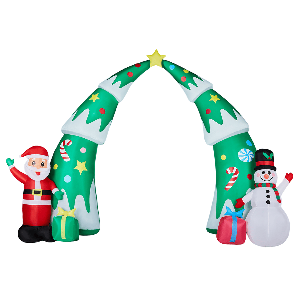 15FT Lighted Christmas Inflatable Archway, Inflatable Christmas Tree Arch with Santa and Snowman, Blow Up Yard Decorations with Built-in LED Lights for Holiday Party Front Yard Lawn Garden Decor