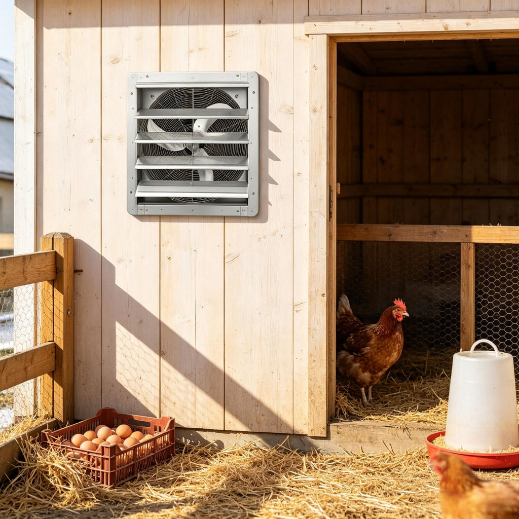 16" Shutter Exhaust Fan, Wall Mount Ventilation & Cooling for Greenhouse, Garage, Shed, Shop & Attic