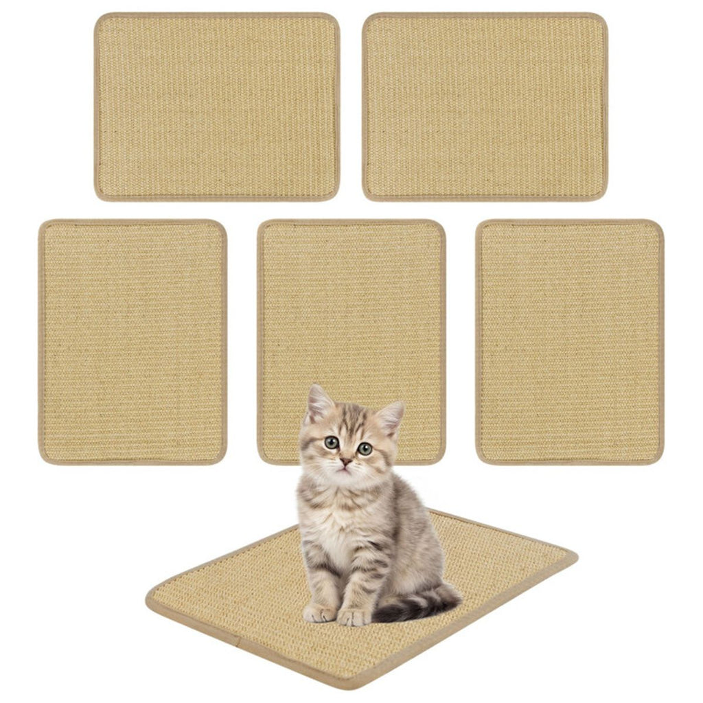 16 x 12 Inch Natural 6-Piece Cat Scratching Mats, Sisal Material Anti-Slip Latex Backing Furniture Protector
