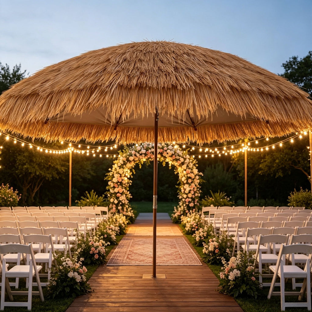 1.6 x 16.4 ft Artificial Thatch Roofing Roll, Waterproof & Fire-Resistant, for Patio, Pool & Beach Dcor(Only artificial thatched roof roll)