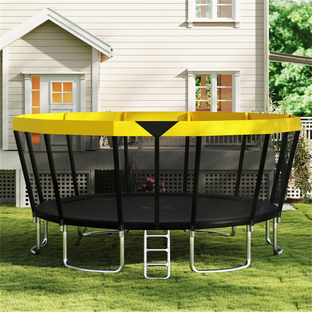 16FT Outdoor Trampoline with 360° Safety Enclosure Net, Family Recreational Trampoline for Backyard