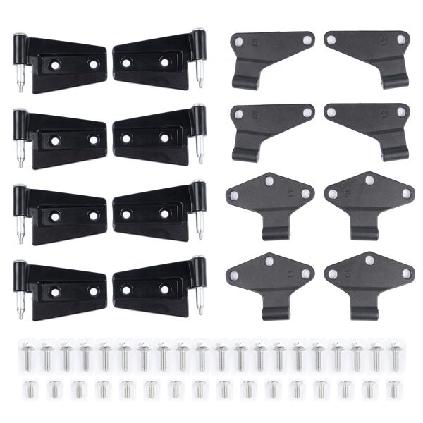 16PCS Steel Door Hinge Kit Inside & Outside for 2007-2018 Jeep Wrangler JK 3.6L 55395386AB 55395385AC