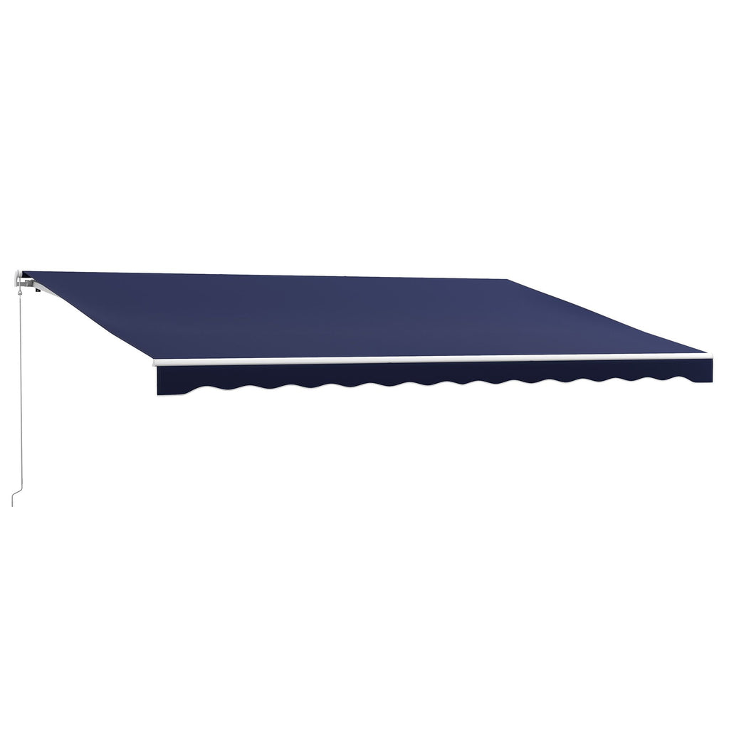 16'x10' Electric Retractable Awning Sunshade Shelter with Remote Controller & Crank Handle for Deck Balcony Yard, Blue